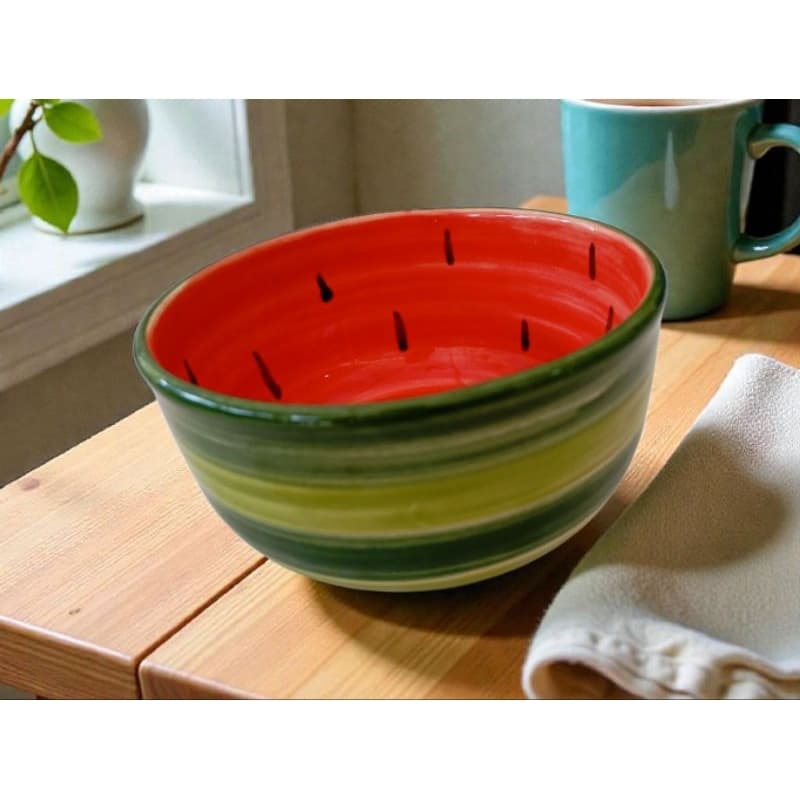 Bowl Tigela Fruta Melancia Grande Em Cerâmica Para Restaurante Caldos Mesa Posta Petiscos Decoração Frutas Sobremesa