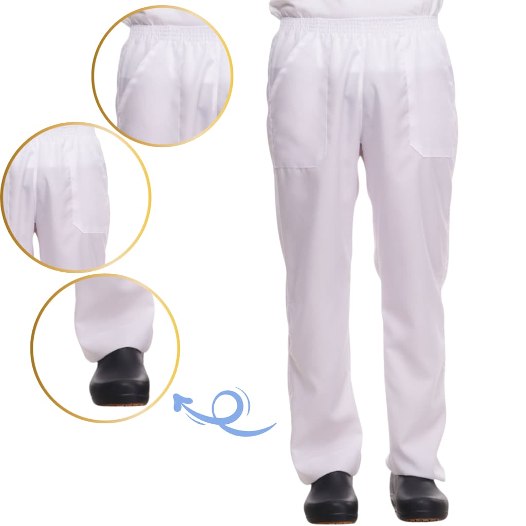 Calça Uniforme Oxford Trabalho Elástico Padaria Açougue Serviços Gerais Profissional