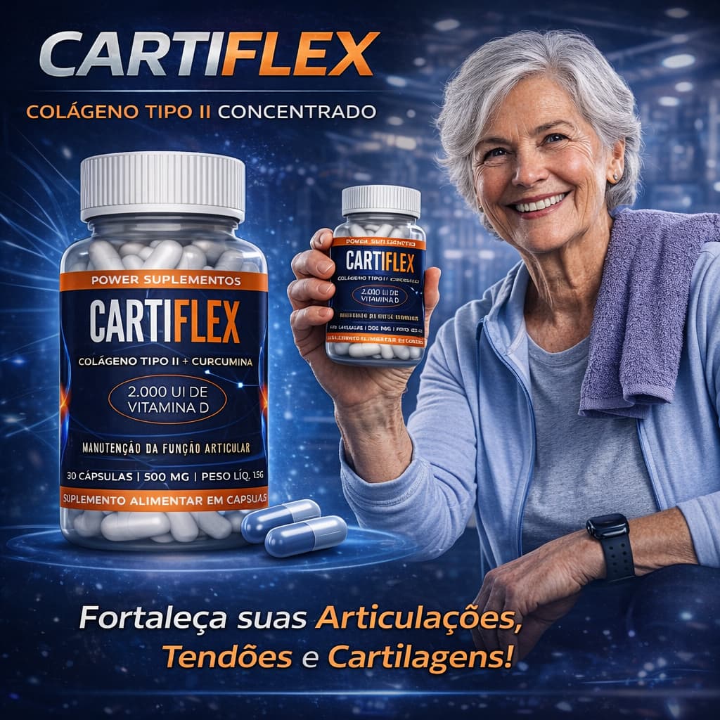 Suplemento Cartiflex Colágeno Tipo 2 + Curcumina + Vitamina D - Ultra Concentrado com 60 Cápsulas