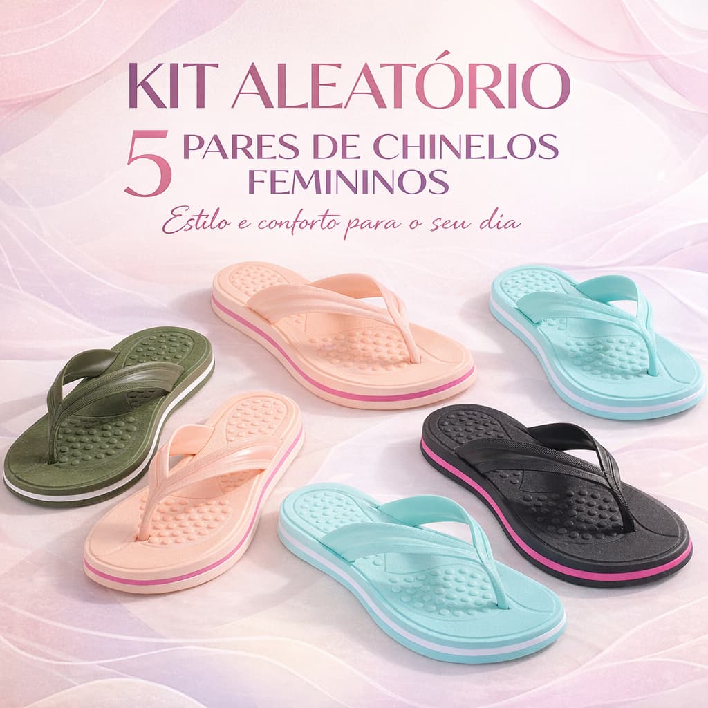 Kit 5 Chinelo Feminino Confortável Leve Estiloso Ideal Para Caminhadas Lazer Passeios E Uso Diário