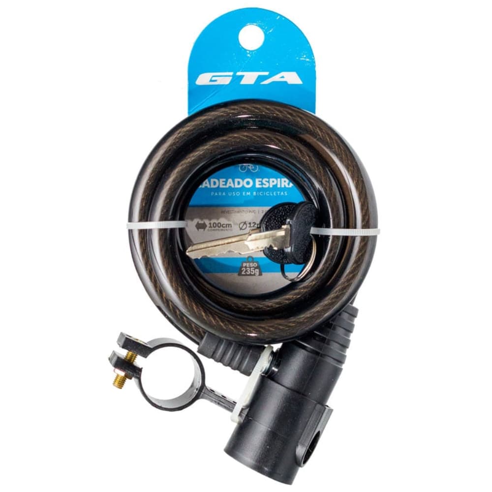 Cadeado Bicicleta bike moto em aço reforçado 12mm x 1 Metro com chave e suporte