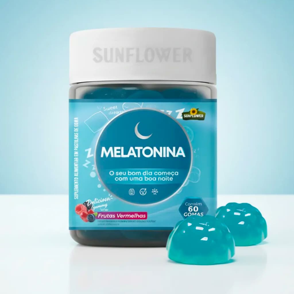 Melato Em Goma Frutas Vermelhas 60 Gomas Gummy Melhora o Sono Insônia Nutri Sunflower