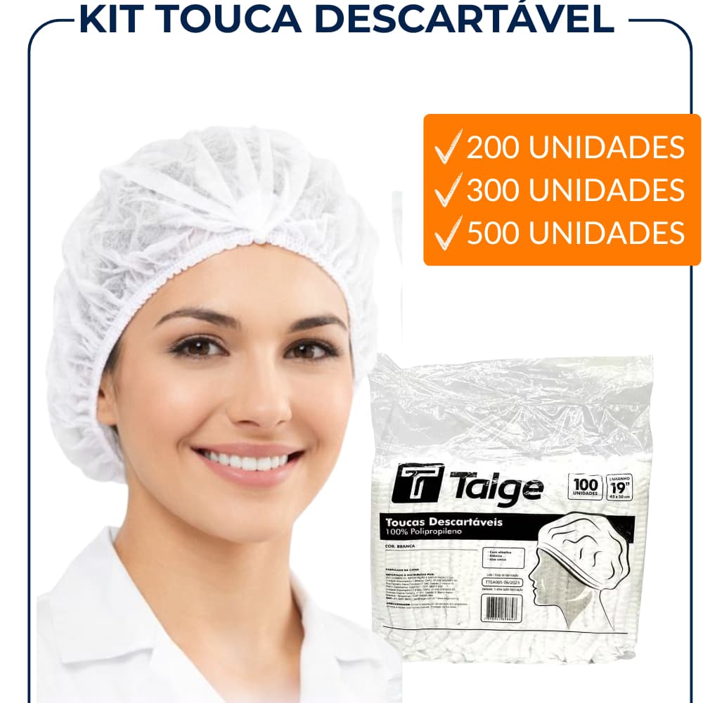 Kit Touca Descartável TNT sanfonada branca