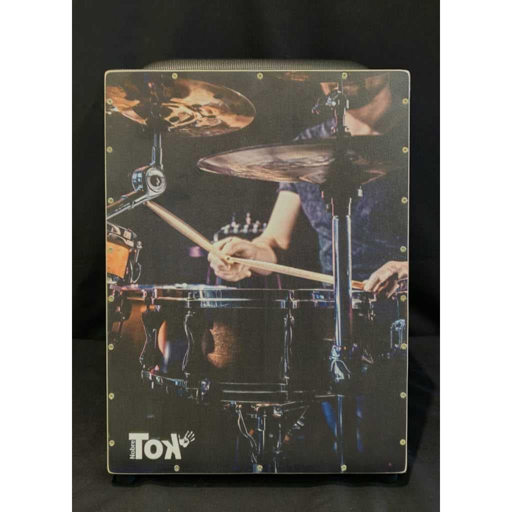 Cajon Elétrico Nobre TOK Estampa de Bateria C/ Bongo Embutido