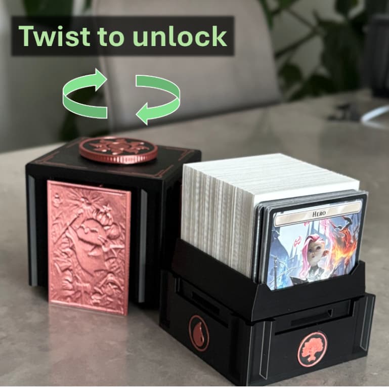 Deck Box Premium para MTG com Trava Deslizante | Porta Cartas MTG | Design Exclusivo com Detalhes Dourado