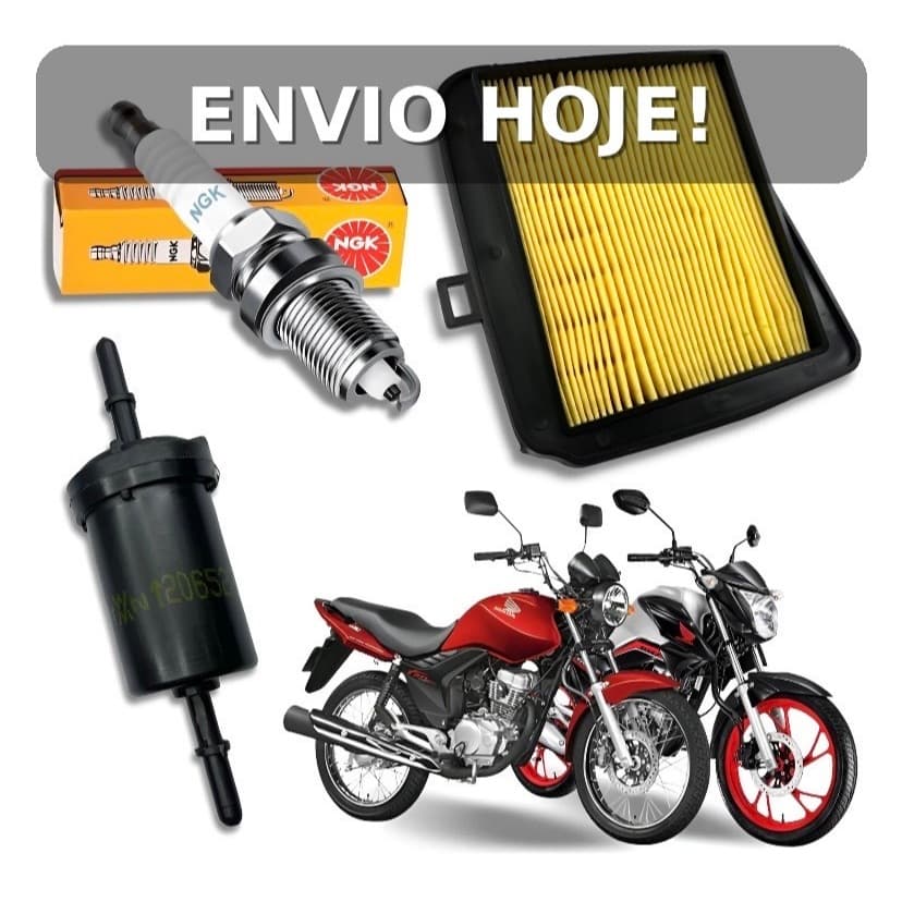 Kit Filtro De Ar + Vela NGK + Filtro De Combustível Honda Titan Fan 150 160 2014 Até 2024