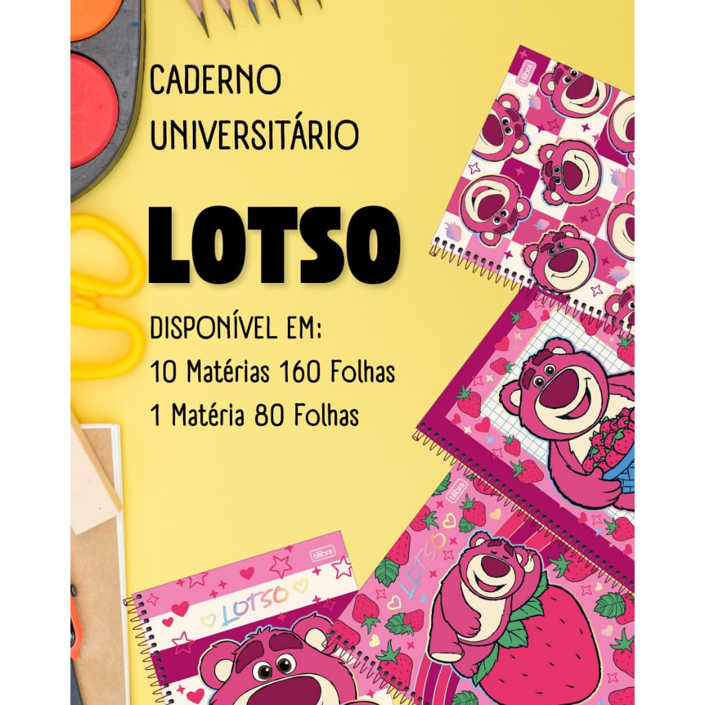 CADERNO UNIVERSITÁRIO TILIBRA LOTSO-Escolha a Estampa