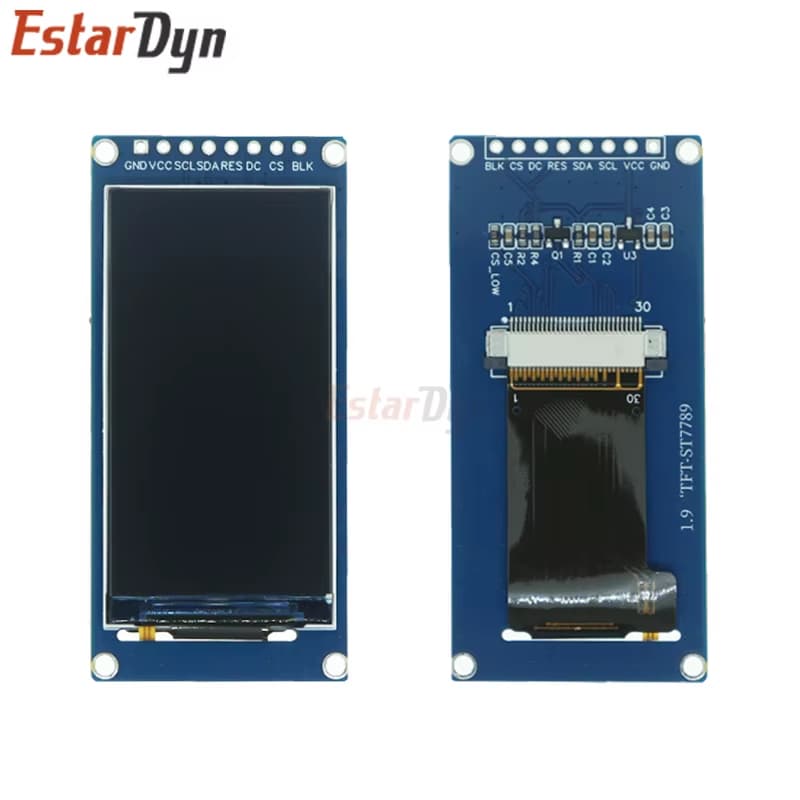 1.9 Polegada tela lcd módulo de exibição colorida spi porta serial de alta definição 170x320 st7....