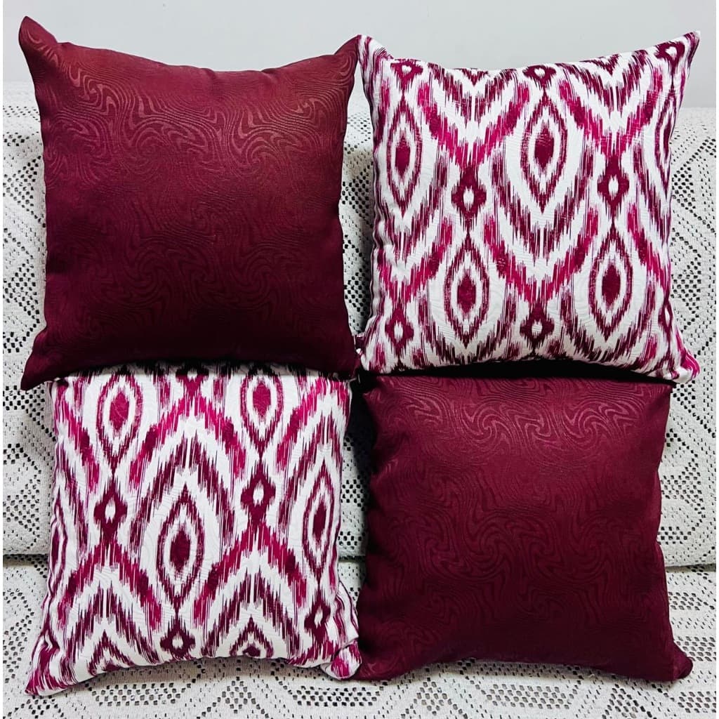 kit com 4 Almofadas de silicone + 4  Capas Jacquard Decorativa Moderna  , 45x45 - Sala Quarto com Ziper