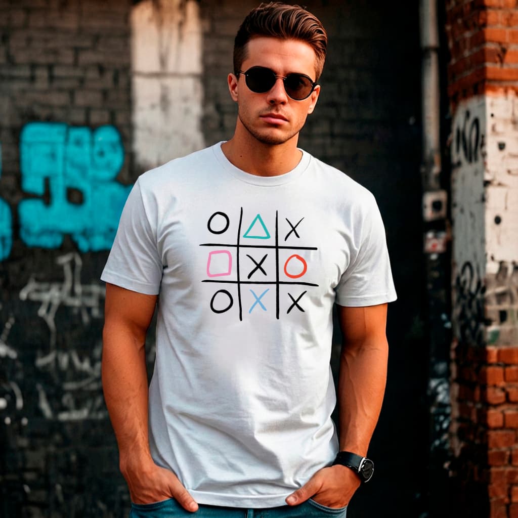 Camiseta Masculina Estampada 100% Algodão Gola Redonda Estilo Urbano Jogo Velha Botões Controle