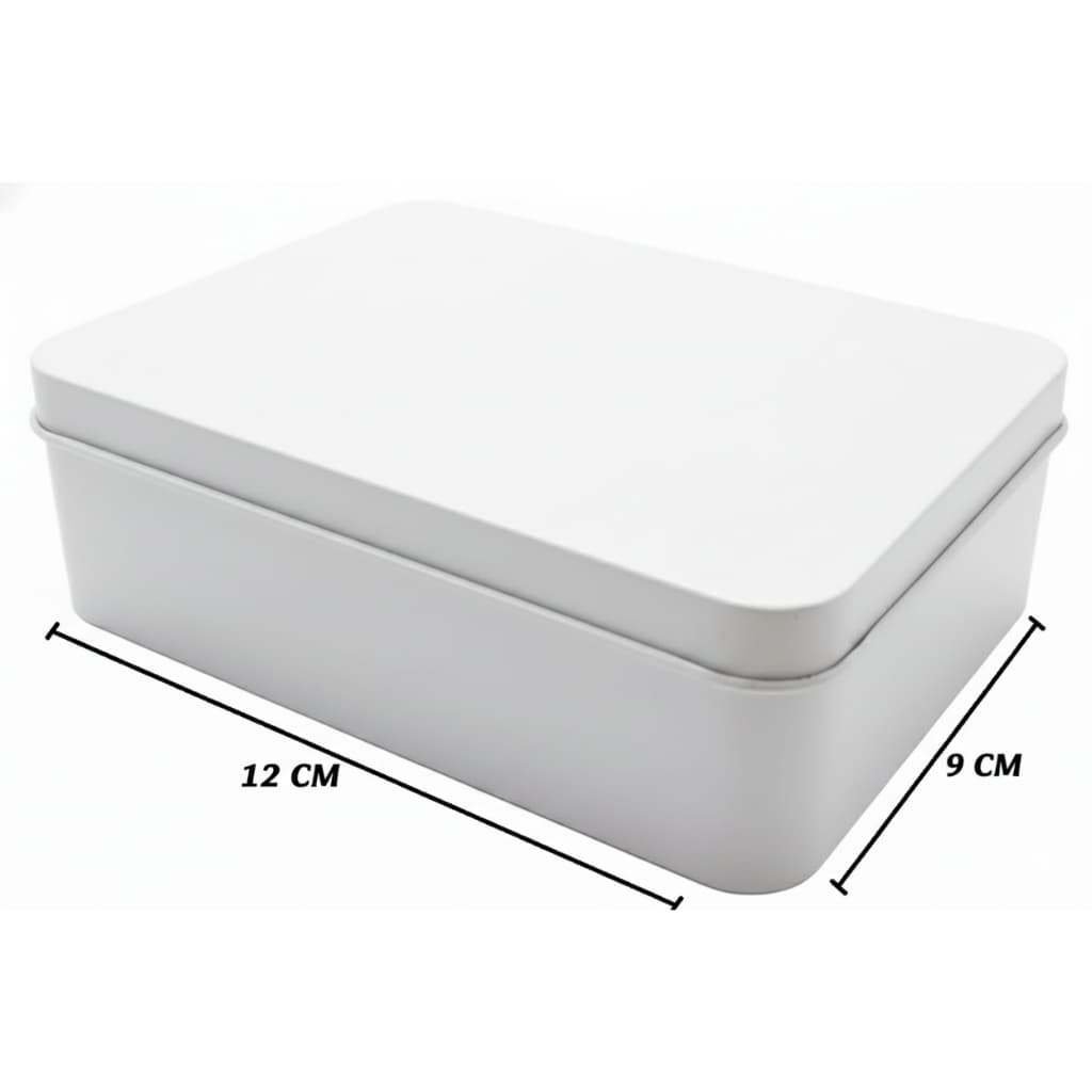 10 Latas de Metal Retangulares 12 x 9 x 4cm para lembranças de Festa Luxo Branca