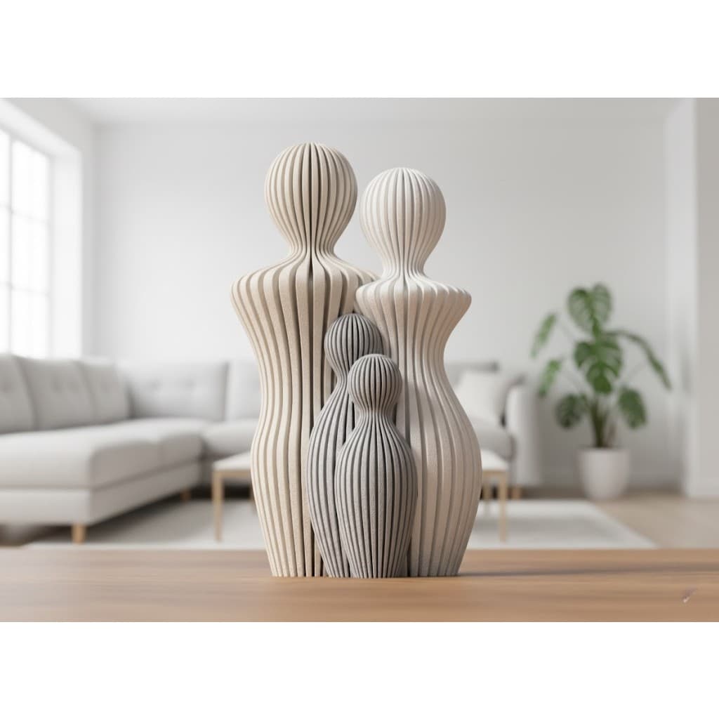 Decoração casa família unida escultura estátua estatueta moderna minimalista decorativa casal filhos BGG0087