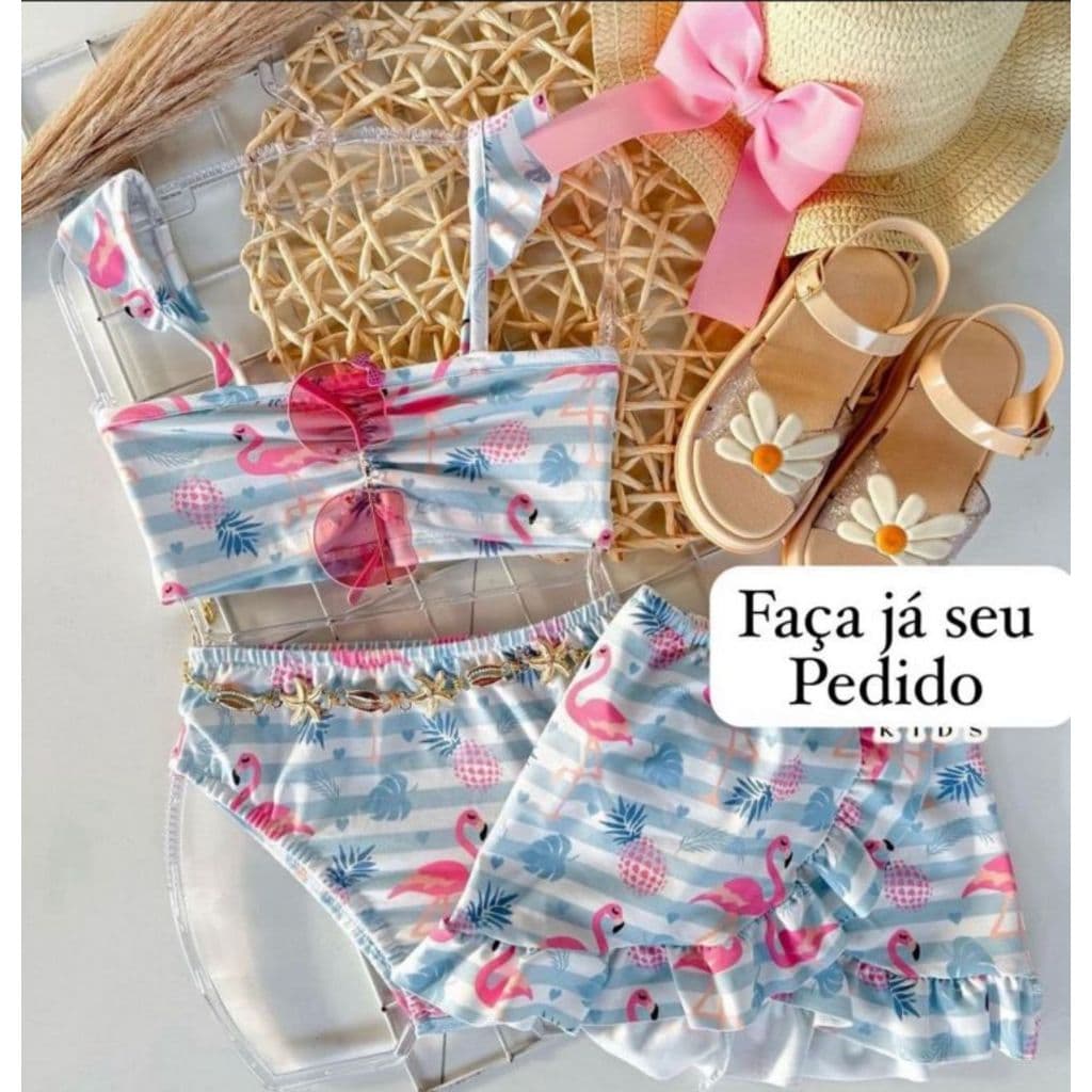 Biquini 3 peças infantil estampado