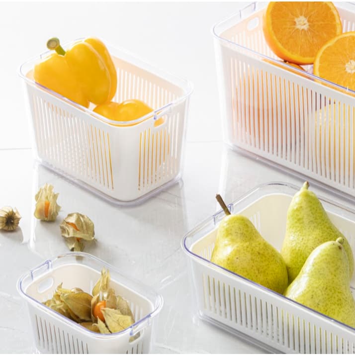Kit 2 Organizador de Frutas Paramount Com Cesta Interna Porta Frutas Geladeira