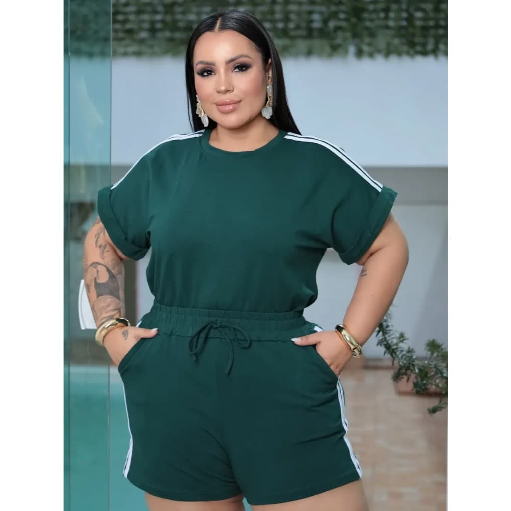 Conjunto Moletinho Plus Size  Short E Blusa GG G1 G2 G3