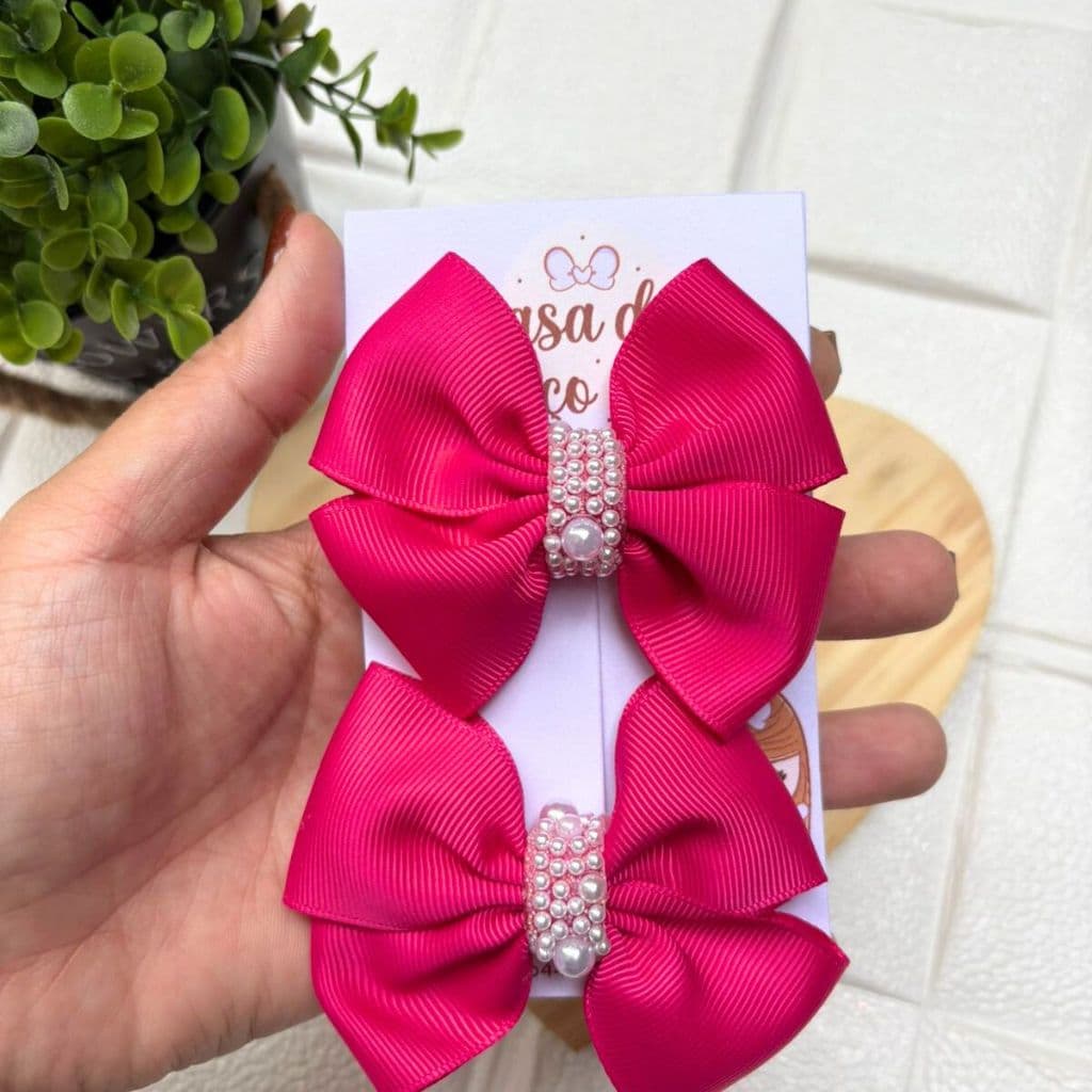 Laços de cabelo infantil rosa Luxo