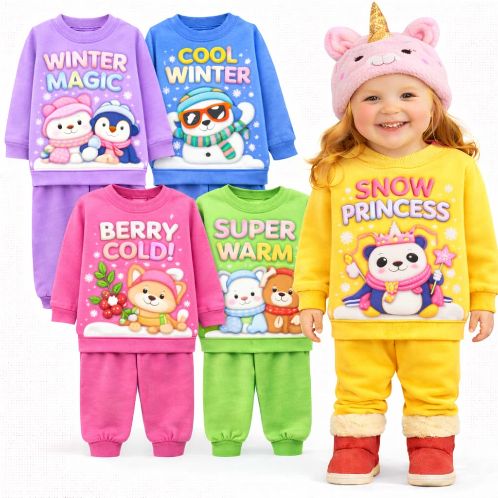 Kit 2 ou  4 peças de Conjunto De Moletom Flanelado Infantil Menina Inverno Conjunto de Moletom Menina Pronta Entrega