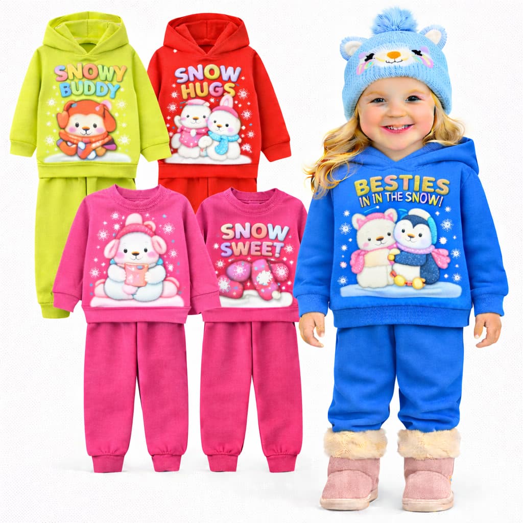 Kit 4 peças de Roupa Infantil Inverno Menina Conjunto De Moletom Infantil Flanelado Feminino Kit com 2 ou 1 Conjuntos