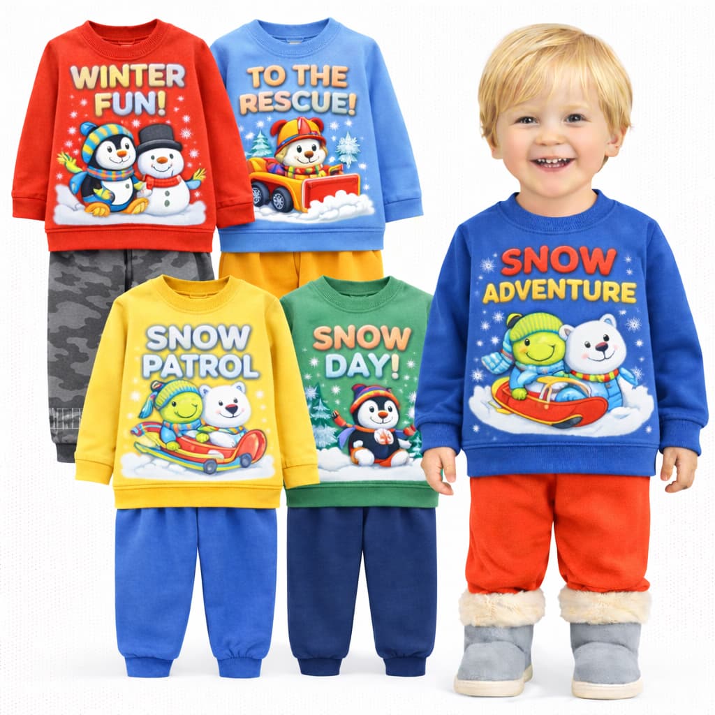 Kit 6 Peças de Roupa de Moletom Infantil Menino Flanelado Kit com 3 ou 1 Conjunto de  Moletom Infantil Masculino Inverno