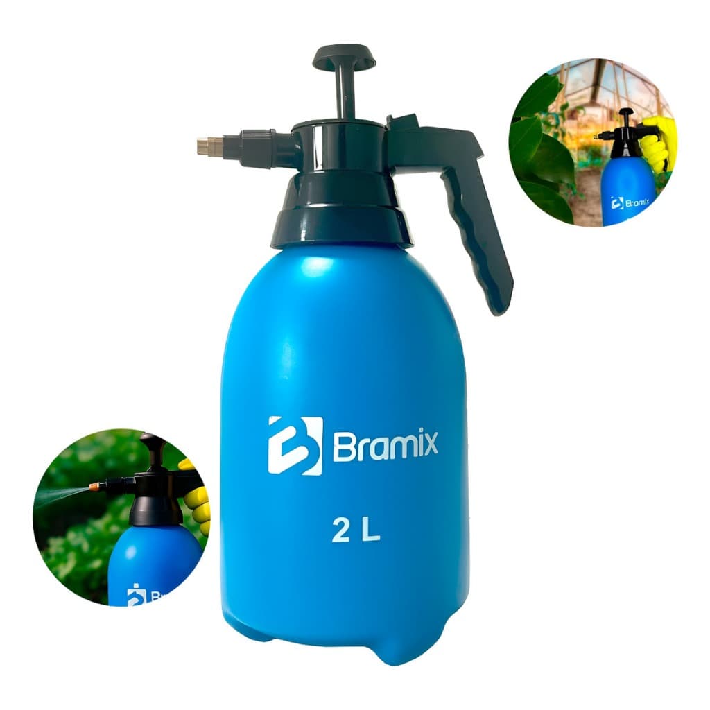 Pulverizador Manual De Pressão Borrifador Bico Jato Ajustavel 2l Bramix Inceticida Veneno Regador