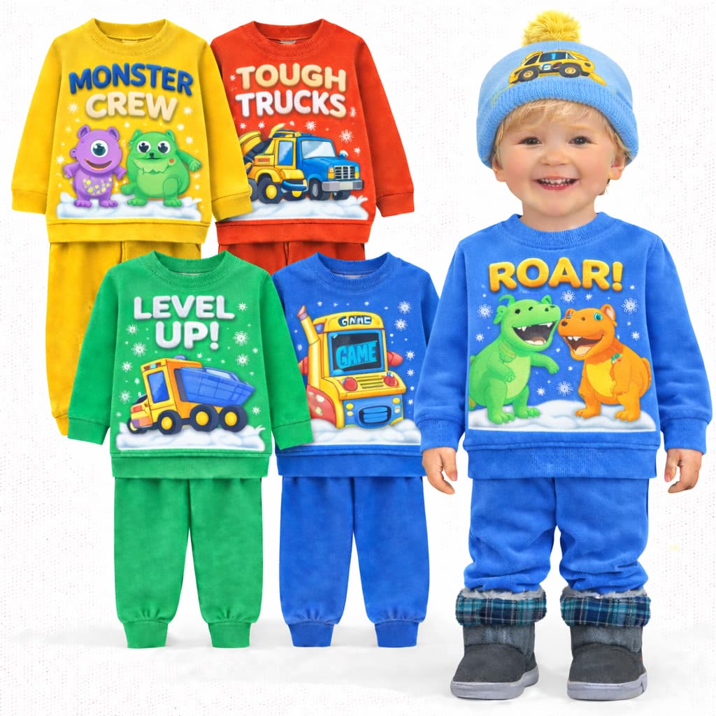 Kit Sortido 2 ou 4 Peças de Moletom Infantil Masculino Inverno Menino Conjunto de Moletom Peluciado Quentinho