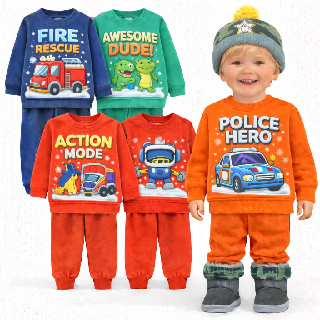 Kit 6 Peças de Roupa Infantil de Inverno Masculino Kit com 3 ou 1 Conjuntos de Moletom Infantil Sortidos