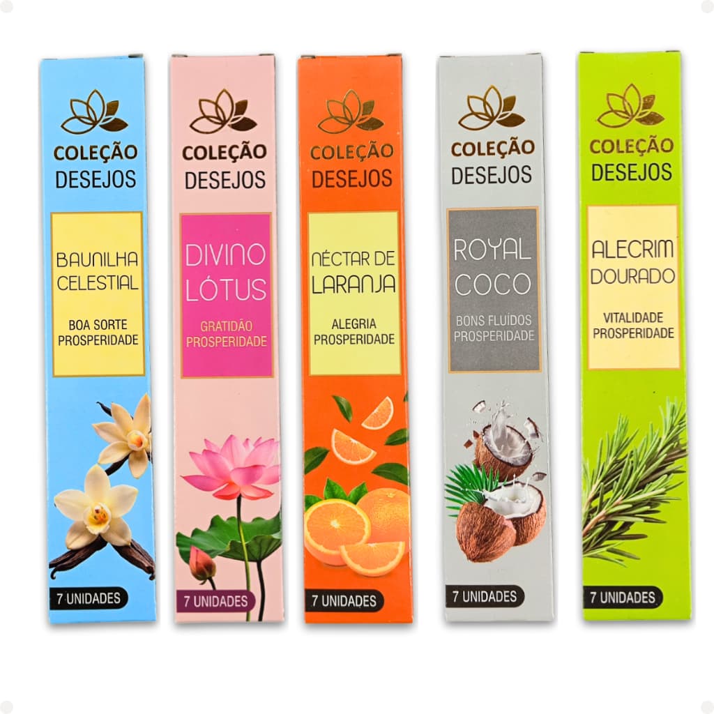 Kit 6 incensos Massala Coleção Desejos Vários Aromas Fragrâncias