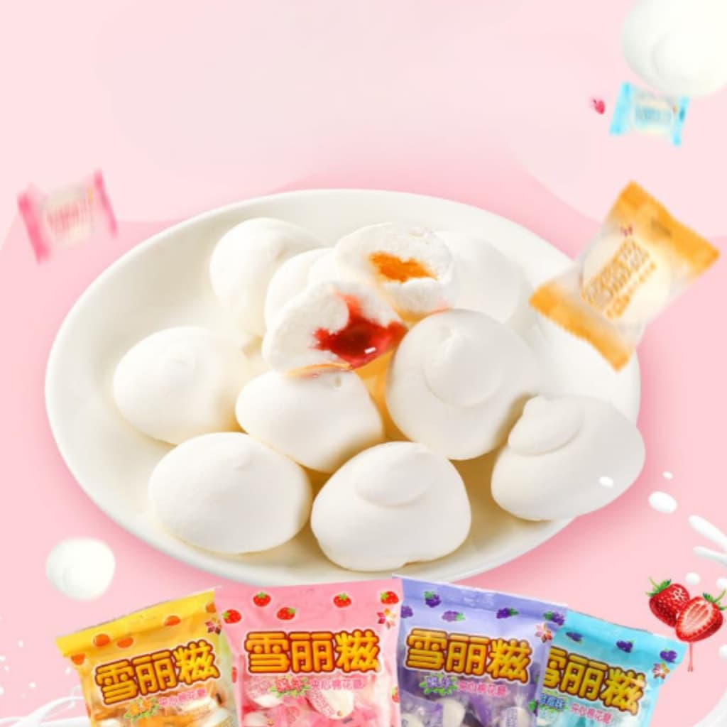 40 Marshmallow Recheado Doces Coreanos Chocolate Uva Chá Verde Mirtilo Dorama Oriental