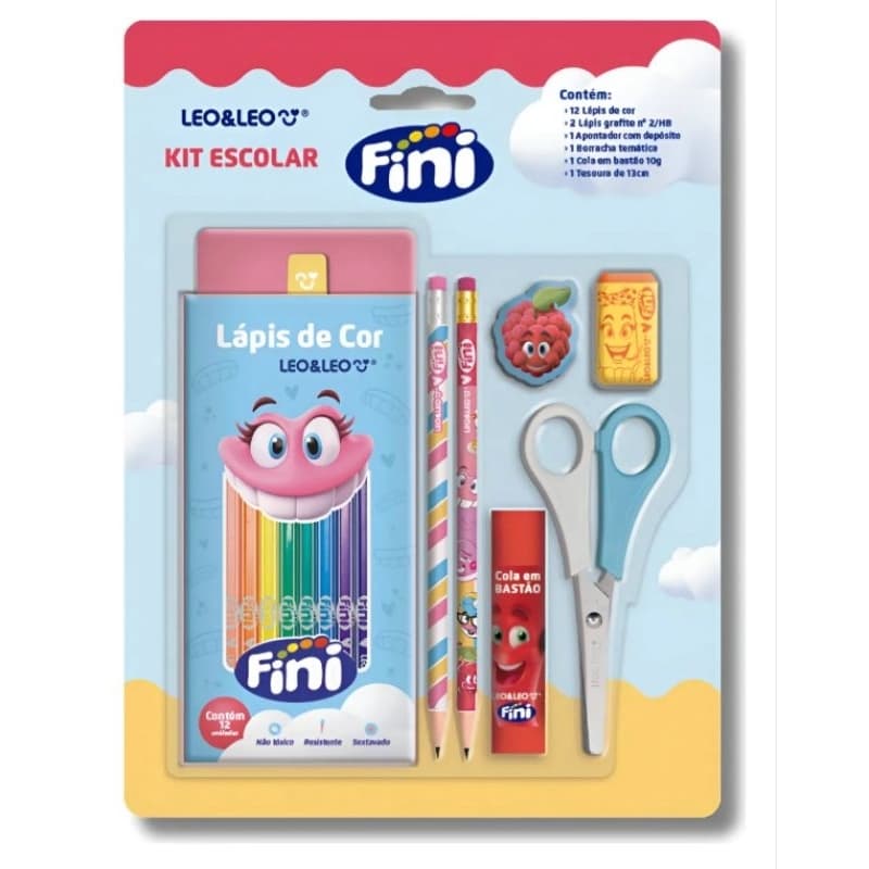 kit escolar fini  Leo & Leo  kit 6 em 1  volta as aulas  da fini super fofinho 🍬🍭✍️🏫🎒✂️