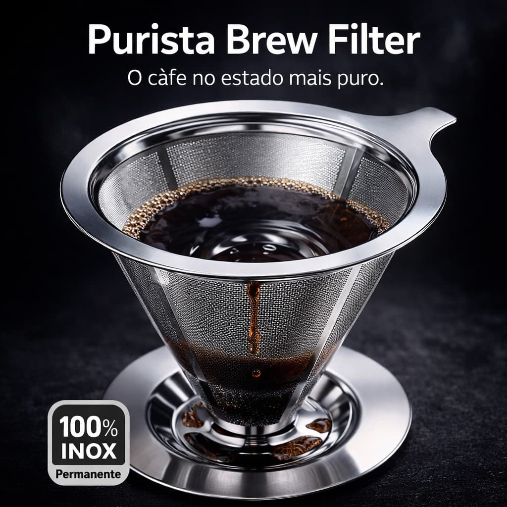 Coador de Café Aço Inox Permanente 103 Reutilizável Prático