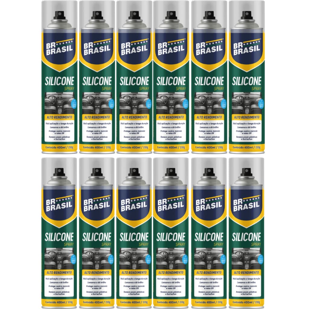 kit 12x Silicone CARRO NOVO Spray Finalizador Automotivo Perfumado  400ml/230ml