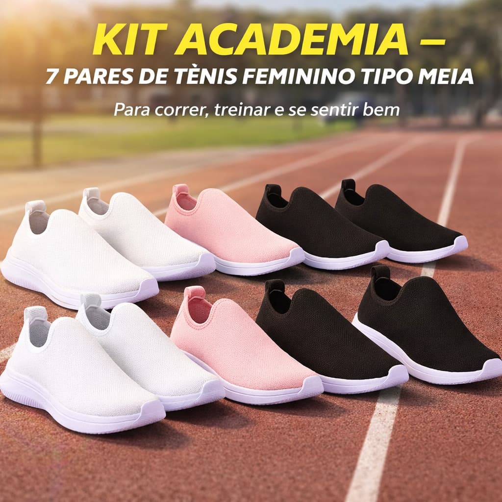 Kit 7 Tênis Meia Feminino Confortável Leve Para O Dia A Dia Caminhadas Lazer E Uso Diário Feminino