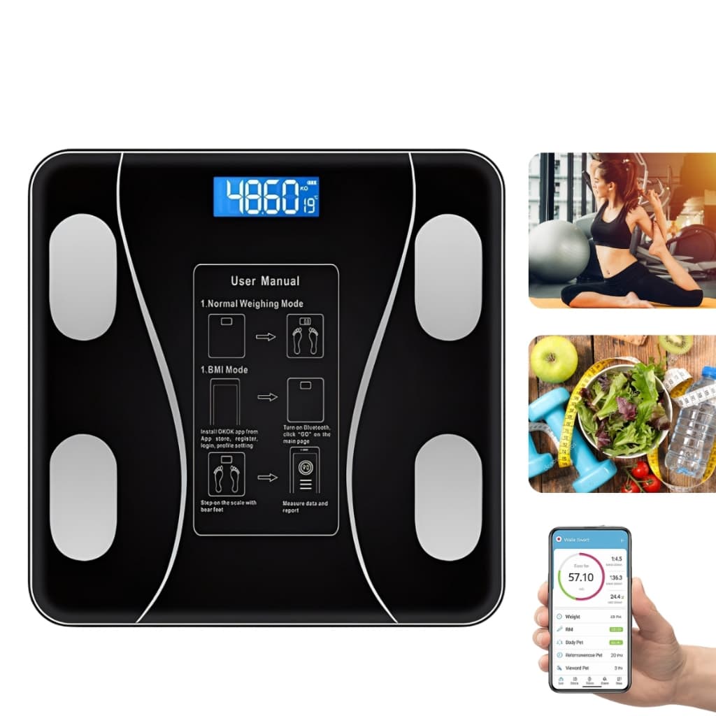 Balança Digital Corporal Bioimpedância Bluetooth 180kg Preto