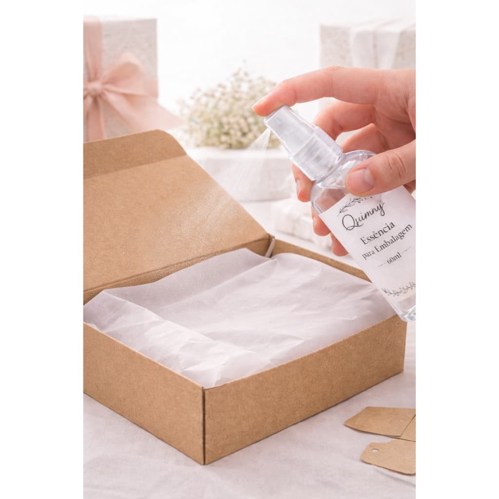 Essência para Embalagens Quimny 60ml Perfuma Caixas, Papel Seda e Presentes