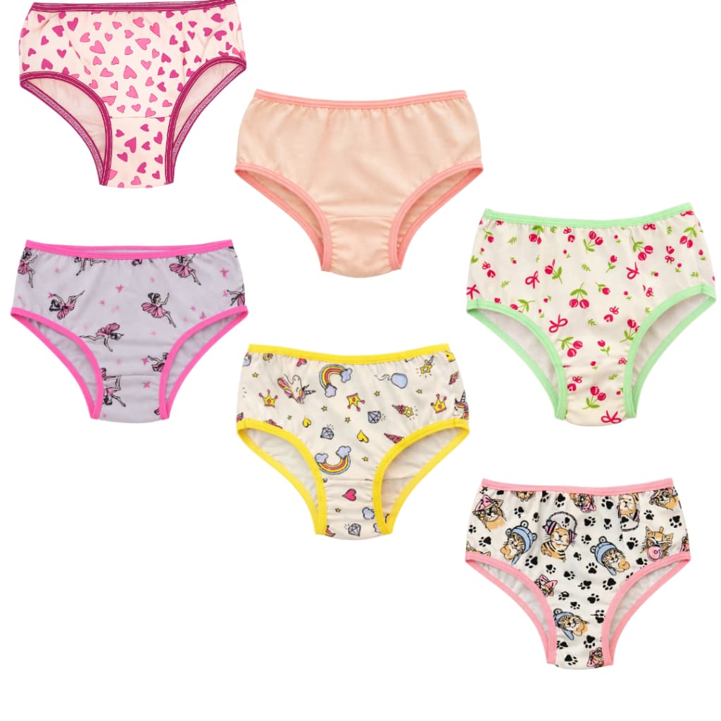 Kit Calcinha Infantil de algodão Estampada de 0 a 10 Anos Conforto Meninas Criança
