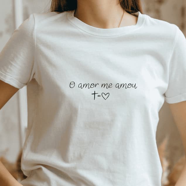 Camiseta feminina babylook cristã personalizada o amor me amou evangélica Jesus me amou 100% algodão