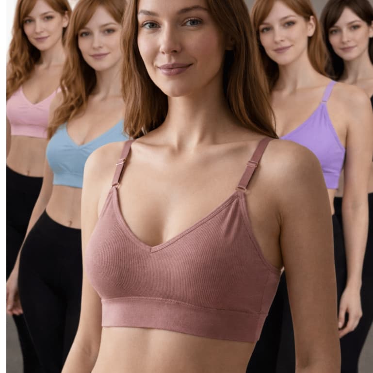 6 peças Kit Academia Topzinho Feminino Sem costura Caneladinho Tecido Grosso