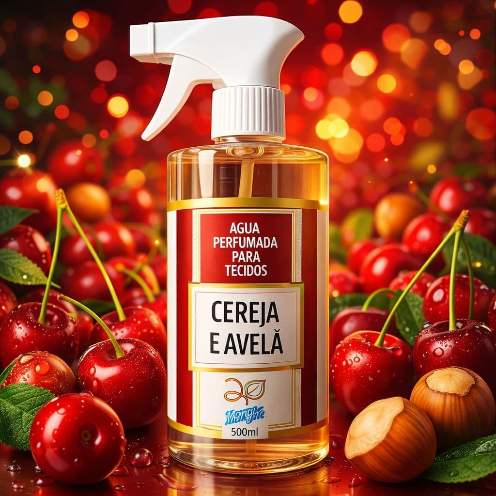 ÁGUA PERFUMADA PARA TECIDOS E ROUPAS CEREJA E AVELÃ 500ML