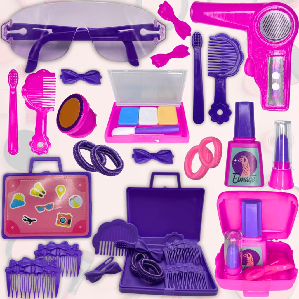 Kit Brinquedo Infantil Maquiagem Make De Beleza Fashion C/ Acessórios Para Menina Criança
