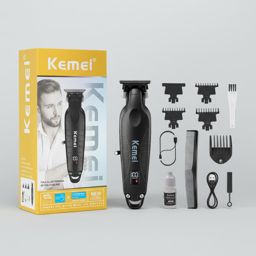 Kemei KM-2299 Máquina De Cortar Cabelo e Barba Acabamento PRO Recarregável Sem Fio Edição Limitada