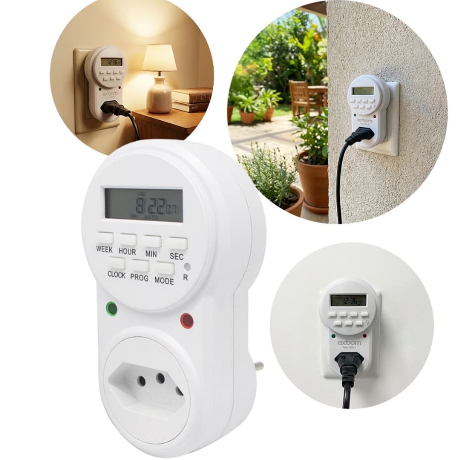 Temporizador Timer Digital Bivolt Programável Até 18 Funções Com Display LCD E LED