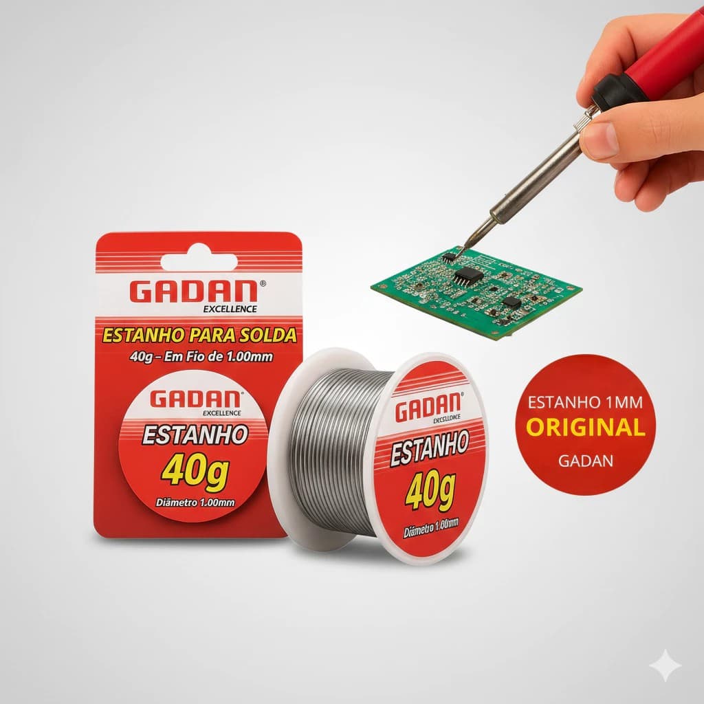 Solda Estanho, Eletrônica Ferro de Solda Reparo Placa uso Profissional e Entusiasta Qualidade Comprovada GADAN