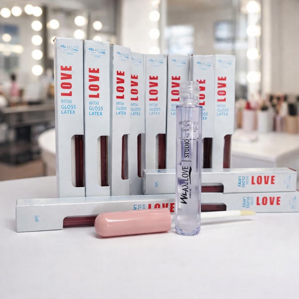 Kit C/12 Gloss Max Love Látex Incolor - Gloss Latex – Brilho Espelhado Hidratação Efeito Volumoso