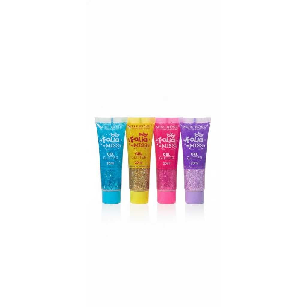 Gel Glitter Miss Rose Folia da Miss 20ml | Corpo e Rosto | Brilho Intenso Carnaval