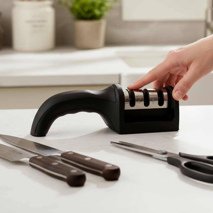 Amolador Afiador Polidor De Facas Em Aço Inox Profissional Com 3 funções Amolar Afiar e Polir - Marca Lyor