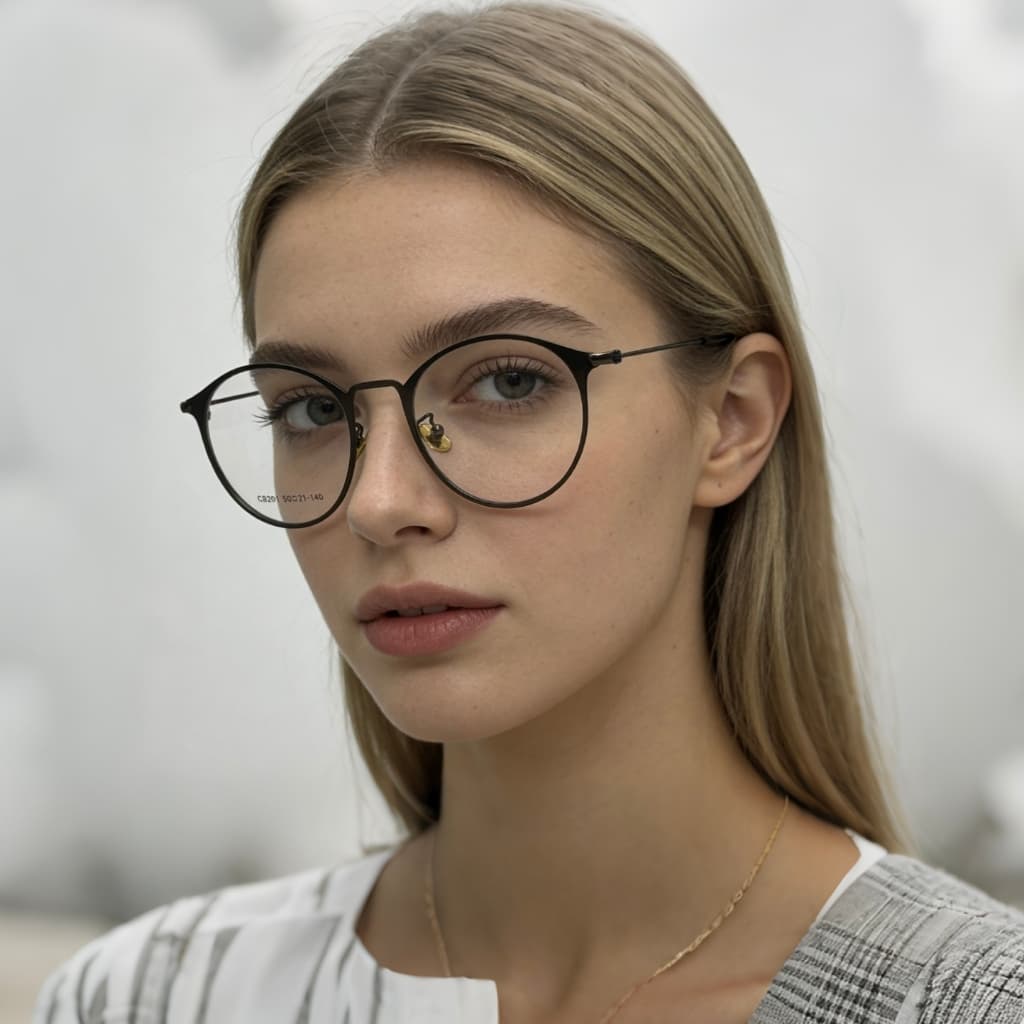 Óculos redondos unissex de estilo retrô, estrutura totalmente metálica, sem lentes de grau.