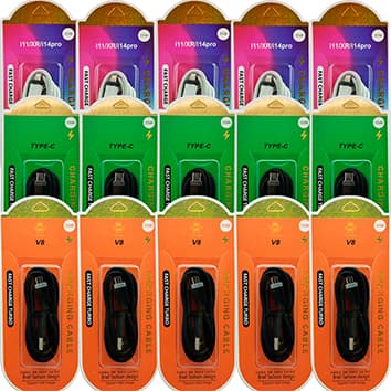 KIT COM 15 CABOS TURBO 5 CABOS TIPO C 5 CABOS COMPATIVO PARA IPHONE 5 CABOS V8 NO ATACADO PARA REVENDA