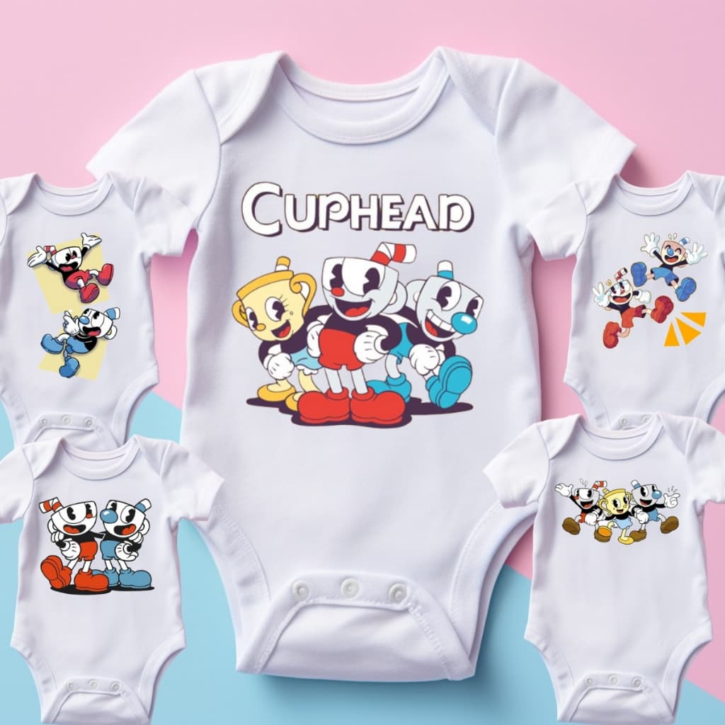 Body Infantil para bebê com Tema Cuphead