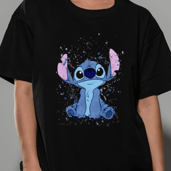 Baby Look Feminina Stitch Lilo & Stitch Camiseta Personagem 100% Algodão Premium Blusa