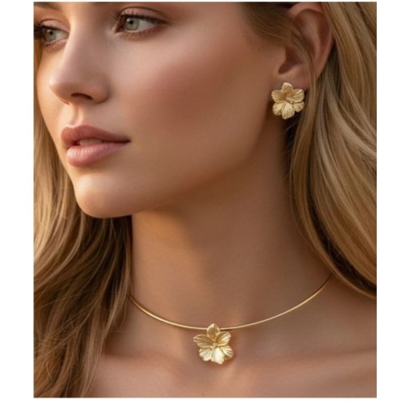 chocker com brinco folheado/colar com brinco elegante